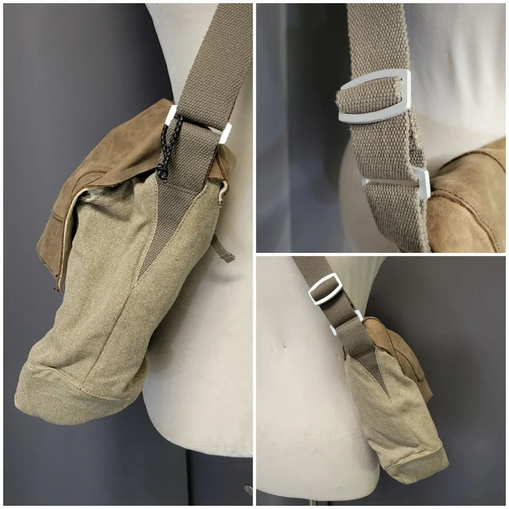 Keen Messenger‎ Bag Tan Canvas Brown Leather Flap Rugged Gorpcore Large